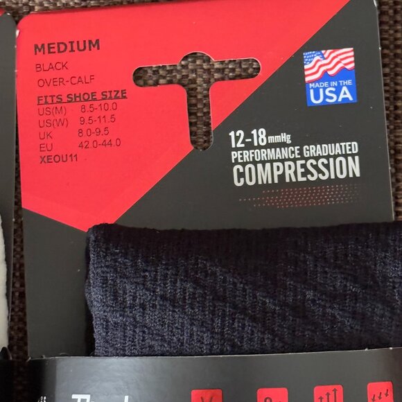 NEW BUNDLE OF 2 THORLOS EXPERIA ENERGY UNISEX OVER CALF COMPRESSION SOCKS Medium - Picture 4 of 6